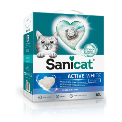 SANICAT  AREIA PARA GATOS ACTIVE WHITE FRAGRANCE FREE 10L