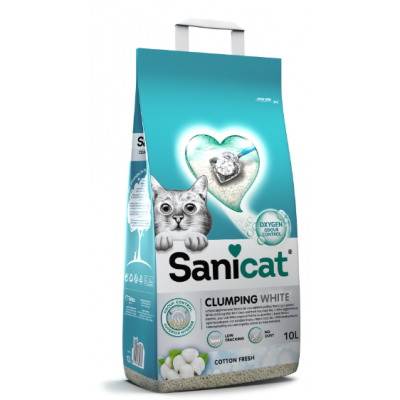 SANICAT  AREIA PARA GATOS CLUMPING WHITE COTTON FRESH 10L