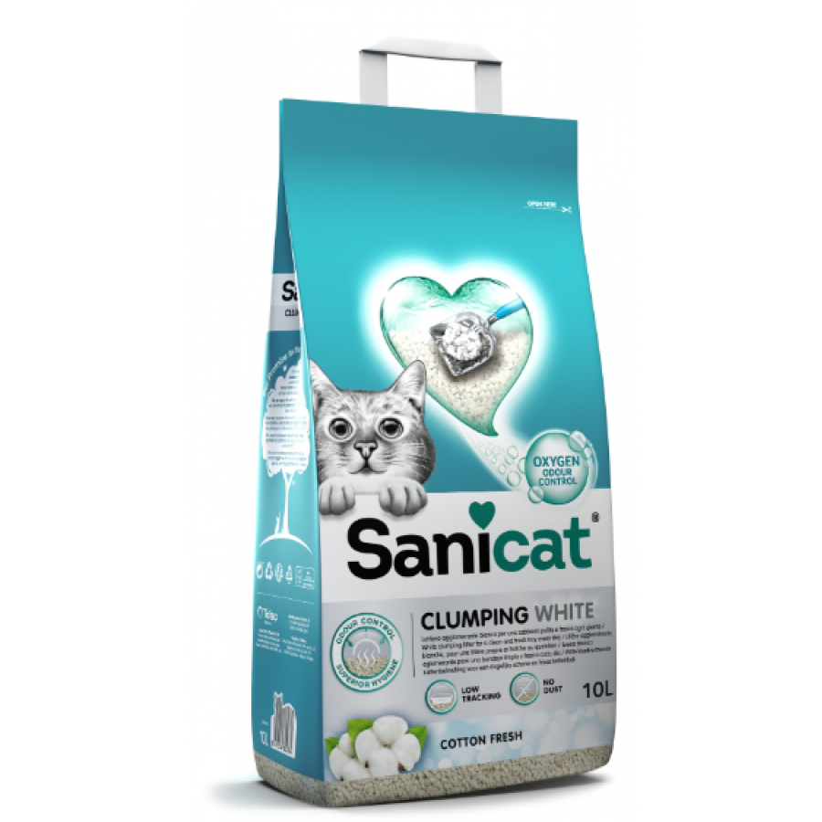 SANICAT AREIA PARA GATOS CLUMPING WHITE COTTON FRESH 10L SANICAT AREIA PARA GATOS CLUMPING WHITE COTTON FRESH 10L