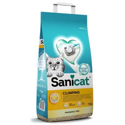 SANICAT  AREIA PARA GATOS CLUMPING FRAGRANCE FREE 10L