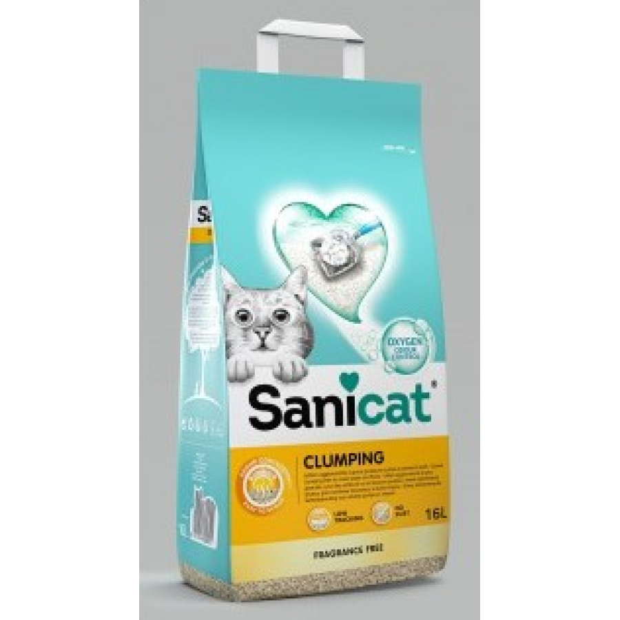 SANICAT  AREIA PARA GATOS CLUMPING FRAGRANCE FREE 16L