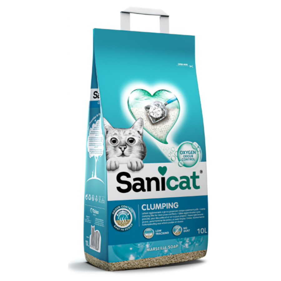 SANICAT AREIA PARA GATOS CLUMPING SABÃO DE MARSELHA 10L SANICAT AREIA PARA GATOS CLUMPING SABÃO DE MARSELHA 10L