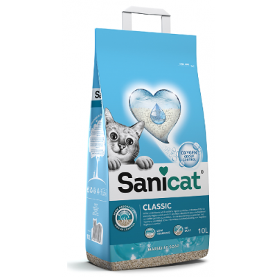 SANICAT  AREIA PARA GATOS CLASSIC SABÃO DE MARSELHA 10L