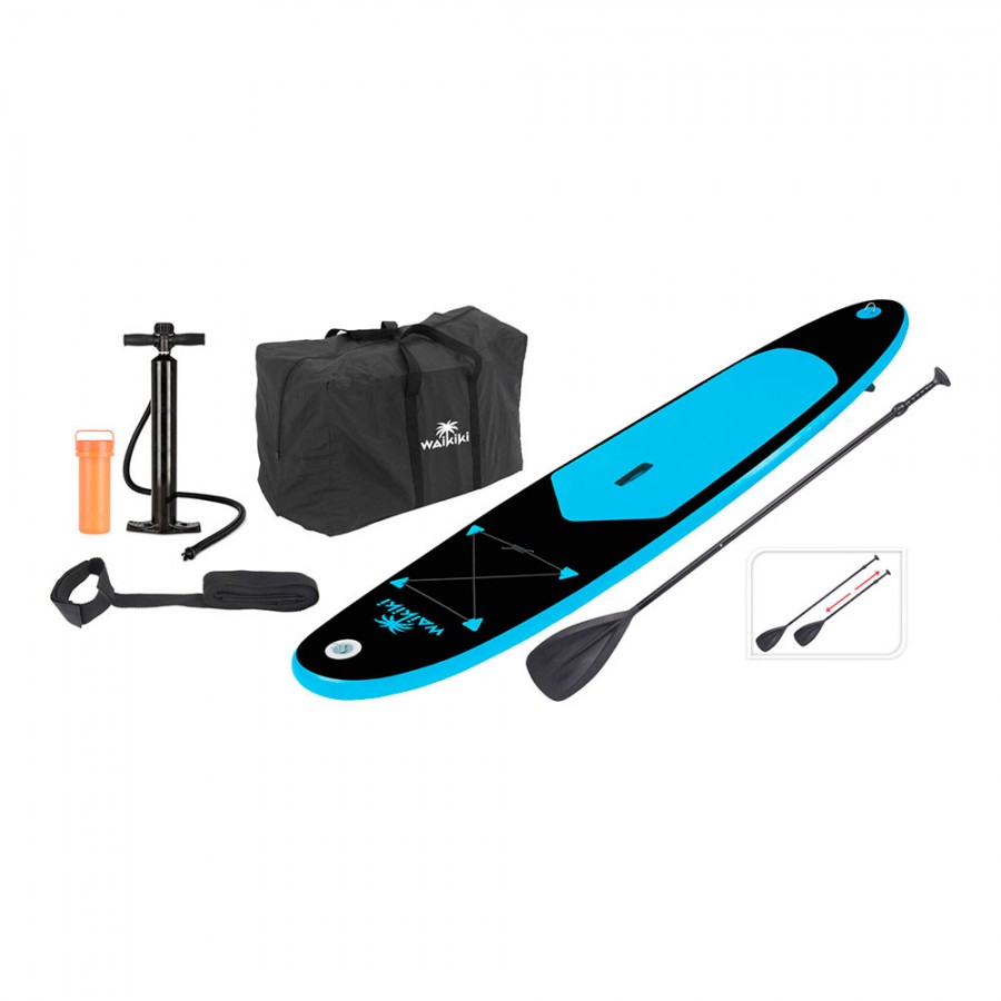 PRANCHA PADDLE SURF INSUFLAVEL AZUL/PRETA COM PÁ, BOMBA INSUFLAR E SACO 281 X 71 X10 CM PRANCHA PADDLE SURF INSUFLAVEL AZUL/PRETA COM PÁ, BOMBA INSUFLAR E SACO 281 X 71 X10 CM