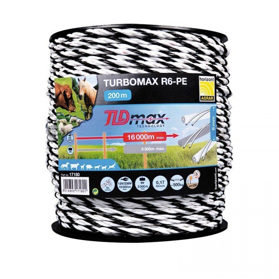 CORDAO TURBOMAX DE CERCA ELECTRICA R6 -ROLO 200M CORDAO TURBOMAX DE CERCA ELECTRICA R6 -ROLO 200M