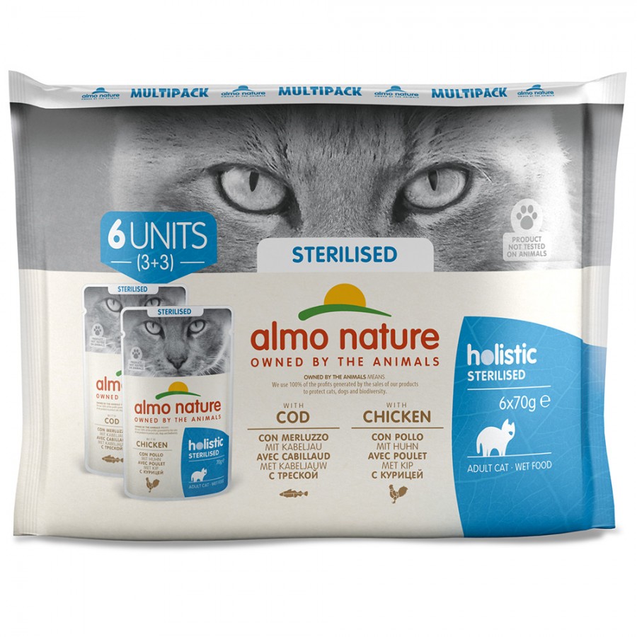 ALMO NATURE - GATO FUNCTIONAL STERILISED - MULTIPACK (6 UNIDADES 70GR )