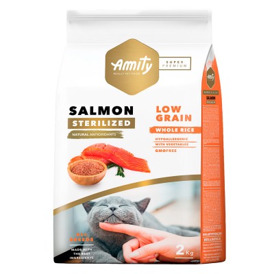 AMITY SUPER PREMIUM LOW GRAIN SALMON STERILIZED CAT - 2KG