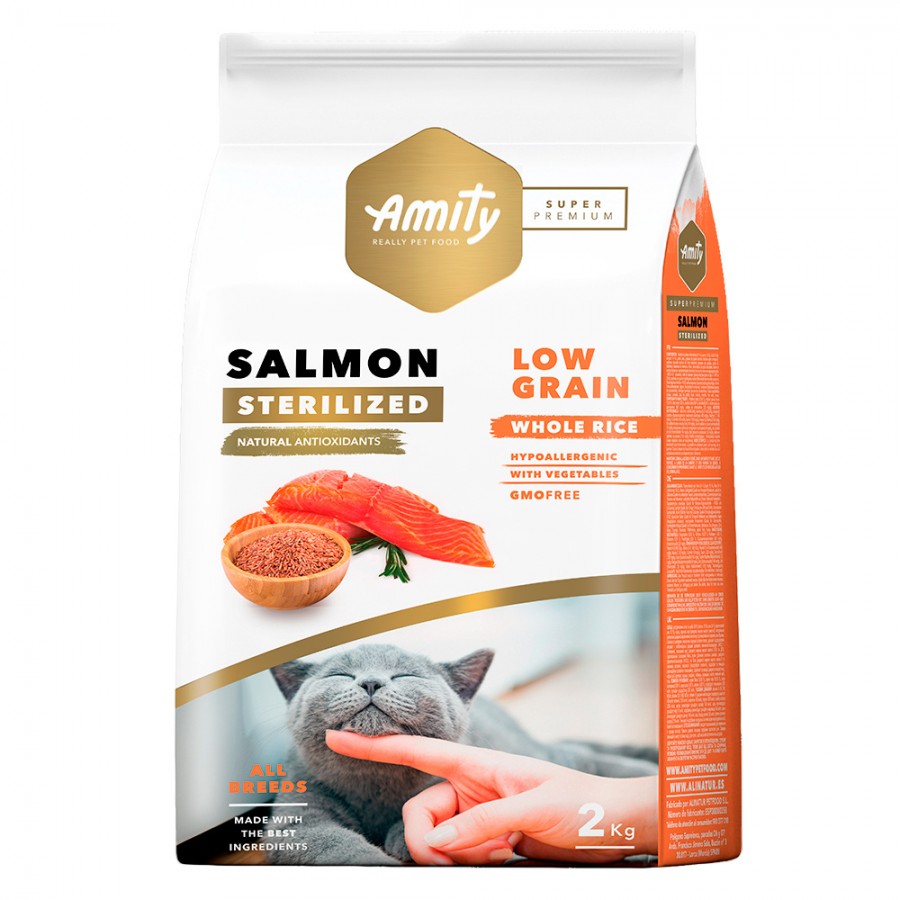 AMITY SUPER PREMIUM LOW GRAIN SALMON STERILIZED CAT - 2KG