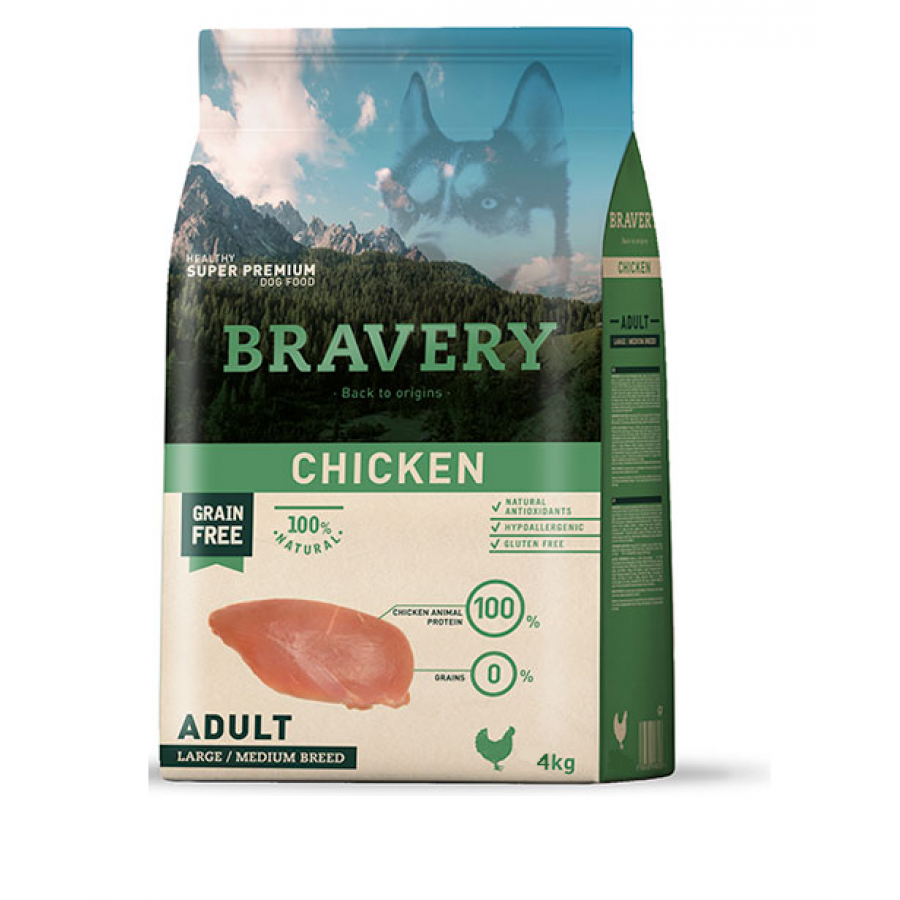 BRAVERY CAO ADULTO CHICKEN MEDIUM/LARGE BREEDS - 4KG BRAVERY CAO ADULTO CHICKEN MEDIUM/LARGE BREEDS - 4KG