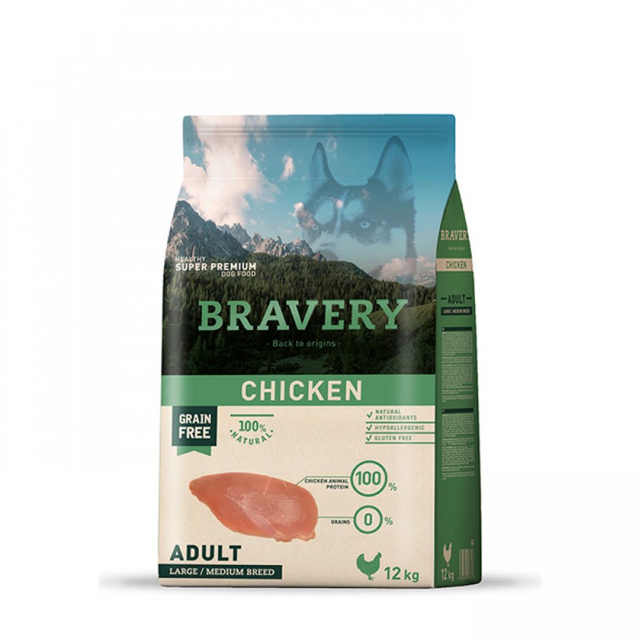 BRAVERY CAO ADULTO CHICKEN MEDIUM/LARGE BREEDS - 12KG BRAVERY CAO ADULTO CHICKEN MEDIUM/LARGE BREEDS - 12KG