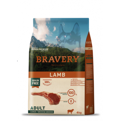 BRAVERY CAO ADULTO  LAMB MEDIUM/LARG BREEDS - 4KG
