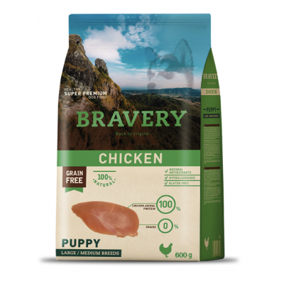 BRAVERY CAO PUPPY CHICKEN MEDIUM/LARGE BREEDS - 600G