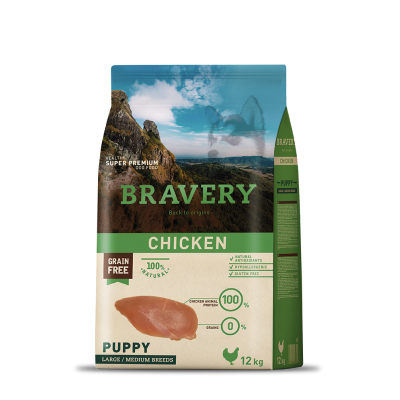 BRAVERY CAO PUPPY CHICKEN MEDIUM/LARGE BREEDS - 12KG
