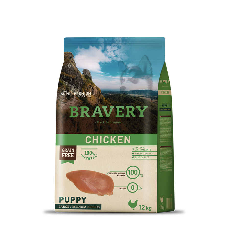 BRAVERY CAO PUPPY CHICKEN MEDIUM/LARGE BREEDS - 12KG BRAVERY CAO PUPPY CHICKEN MEDIUM/LARGE BREEDS - 12KG