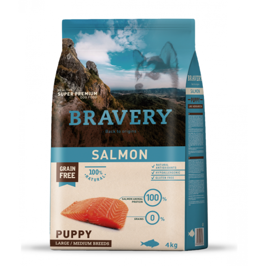 BRAVERY CAO PUPPY SALMON MEDIUM/LARG BREEDS - 4KG BRAVERY CAO PUPPY SALMON MEDIUM/LARG BREEDS - 4KG