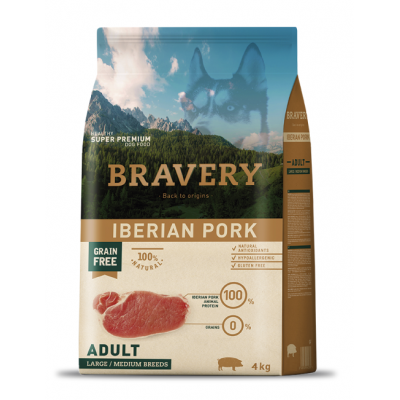 BRAVERY CAO ADULTO IBERIAN PORK  MEDIUM/LARG BREEDS - 4KG