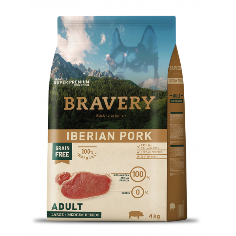 BRAVERY CAO ADULTO IBERIAN PORK MEDIUM/LARG BREEDS - 4KG BRAVERY CAO ADULTO IBERIAN PORK MEDIUM/LARG BREEDS - 4KG