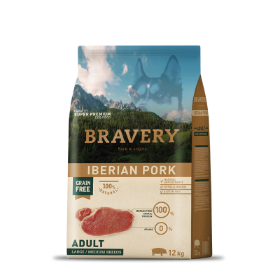 BRAVERY CAO ADULTO IBERIAN PORK  MEDIUM/LARG BREEDS - 12KG