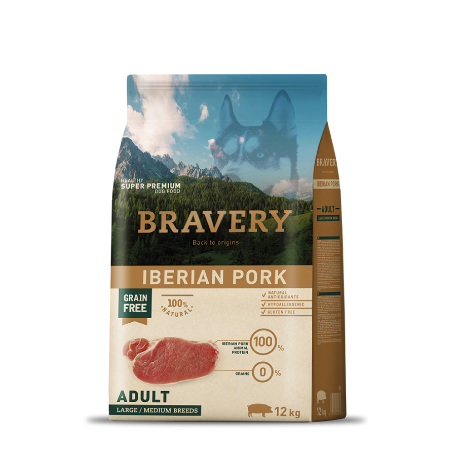 BRAVERY CAO ADULTO IBERIAN PORK MEDIUM/LARG BREEDS - 12KG BRAVERY CAO ADULTO IBERIAN PORK MEDIUM/LARG BREEDS - 12KG