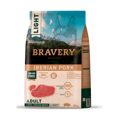 BRAVERY CAO ADULTO IBERIAN PORK  MEDIUM/LARG BREEDS (LIGHT) - 4KG