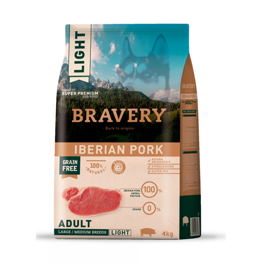 BRAVERY CAO ADULTO IBERIAN PORK MEDIUM/LARG BREEDS (LIGHT) - 4KG BRAVERY CAO ADULTO IBERIAN PORK MEDIUM/LARG BREEDS (LIGHT) - 4KG