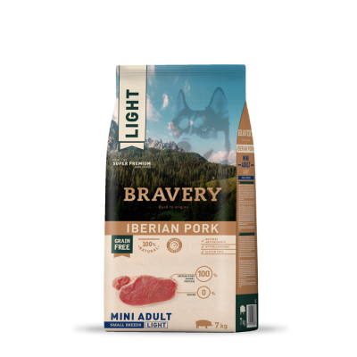 BRAVERY CAO ADULTO MINI IBERIAN PORK  SMALL BREEDS (LIGHT) -7KG