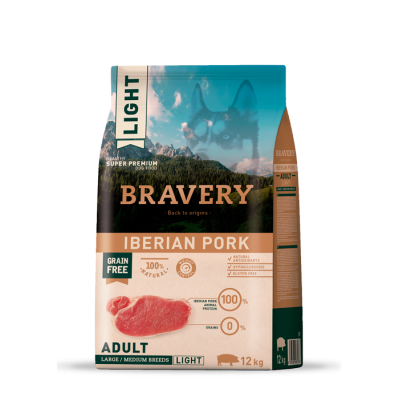 BRAVERY CAO ADULTO IBERIAN PORK  MEDIUM/LARG BREEDS (LIGHT) - 12KG