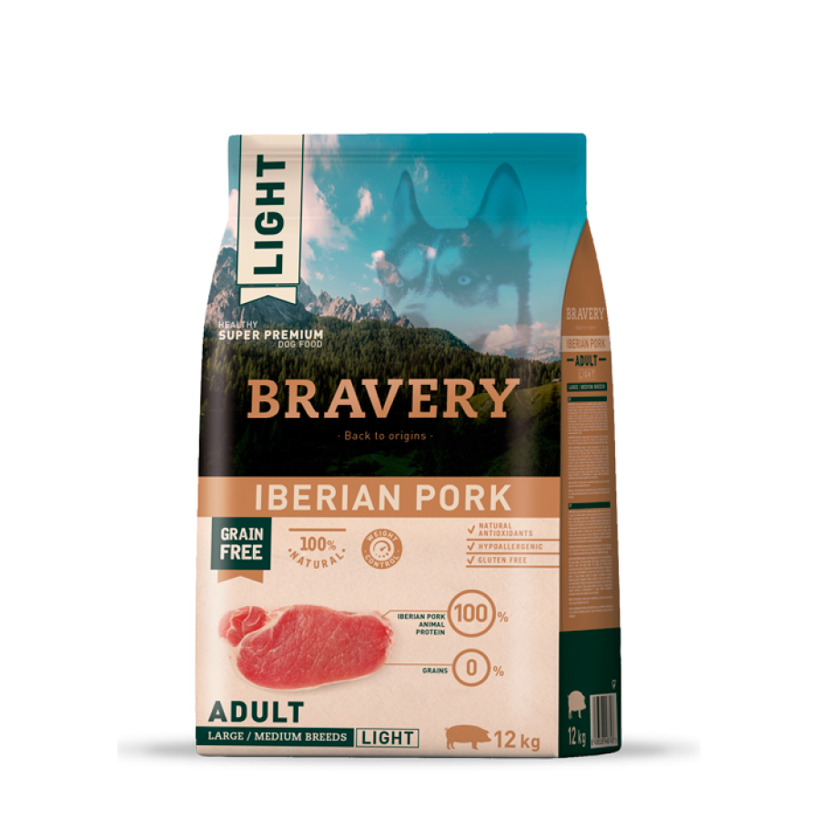 BRAVERY CAO ADULTO IBERIAN PORK MEDIUM/LARG BREEDS (LIGHT) - 12KG BRAVERY CAO ADULTO IBERIAN PORK MEDIUM/LARG BREEDS (LIGHT) - 12KG
