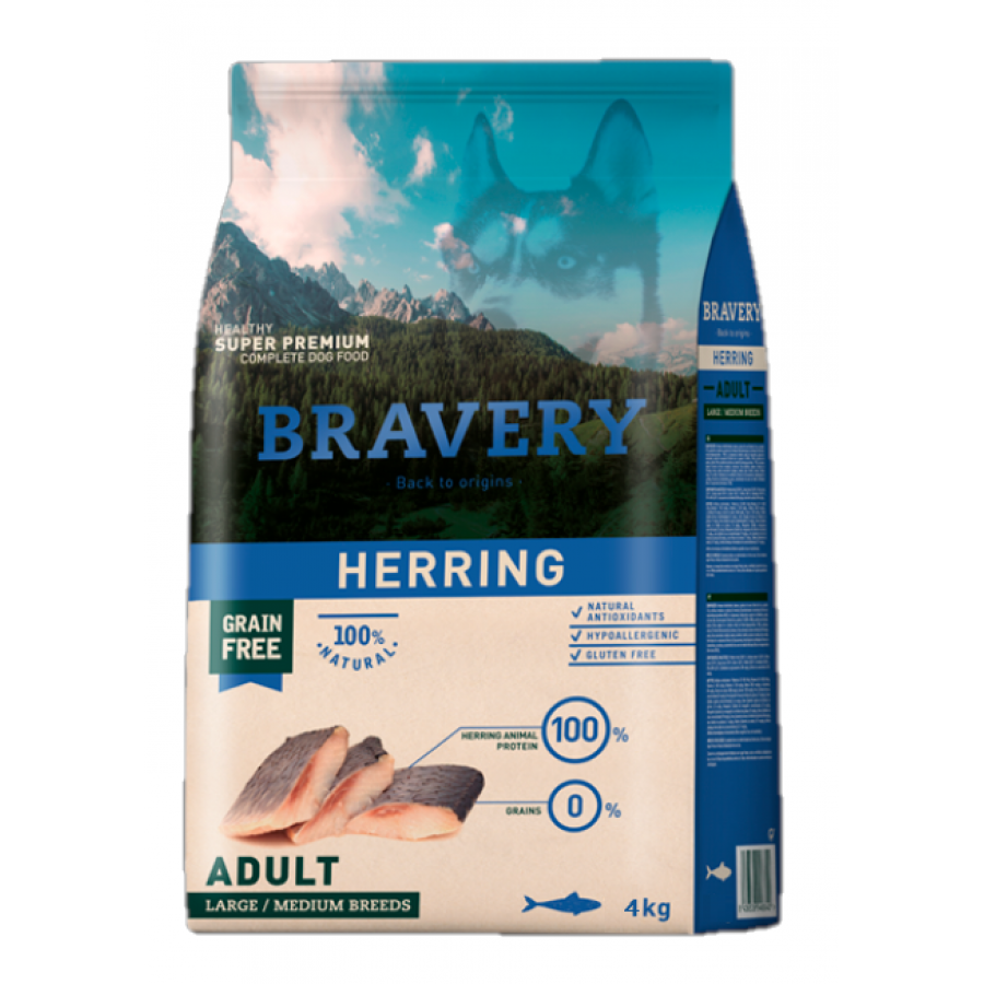 BRAVERY CAO ADULTO HERRING MEDIUM/LARGE BREEDS - 4KG