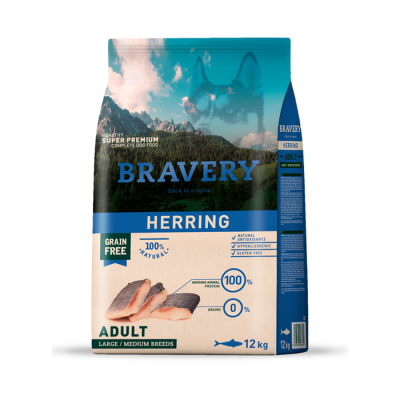 BRAVERY CAO ADULTO HERRING MEDIUM/LARGE BREEDS - 12KG