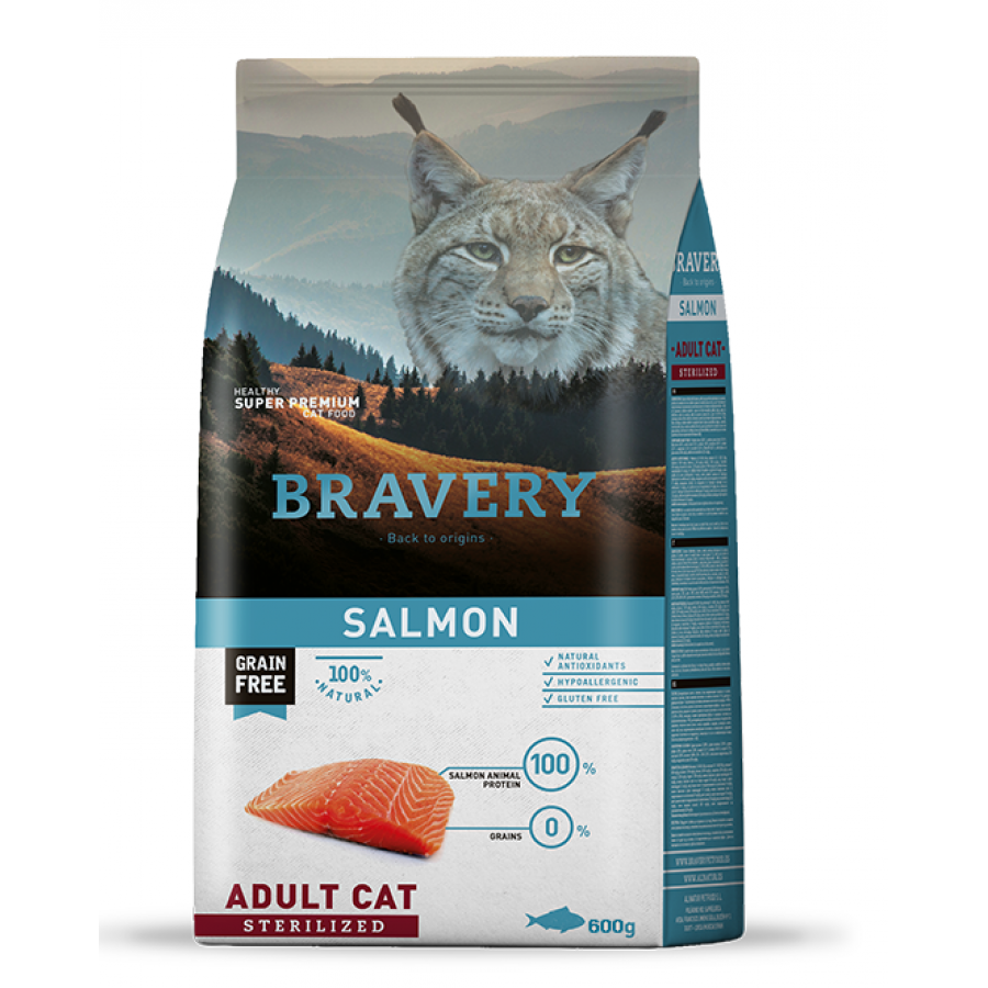 BRAVERY GATO ADULTO SALMON STERILIZED - 600G BRAVERY GATO ADULTO SALMON STERILIZED - 600G