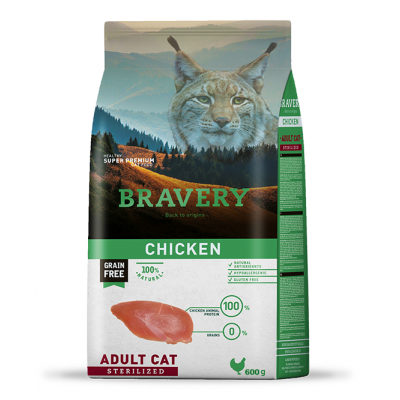 BRAVERY GATO ADULTO CHICKEN STERILIZED - 600G