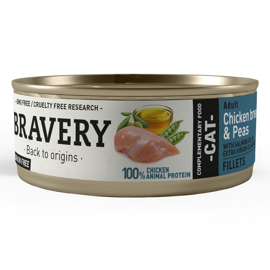 BRAVERY GATO ADULTO WET CHICKEN FILLET & PEAS (12X70G) BRAVERY GATO ADULTO WET CHICKEN FILLET & PEAS (12X70G)