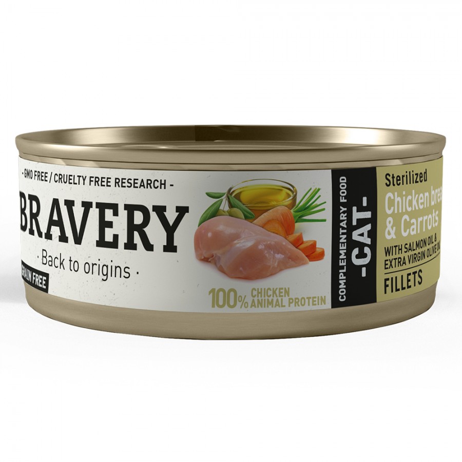 BRAVERY GATO STERILIZED WET CHICKEN & CARROT (12X70G) BRAVERY GATO STERILIZED WET CHICKEN & CARROT (12X70G)