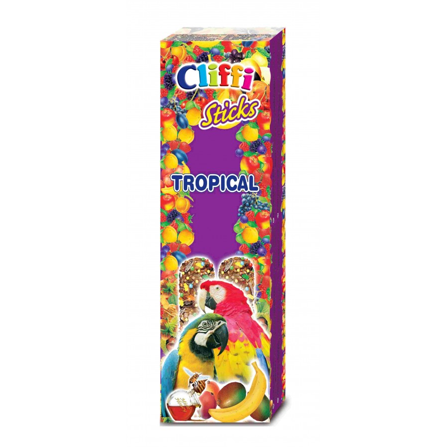 CLIFFI STICKS P/PAPAGAIOS C/FRUTOS E MEL - 150 GR CLIFFI STICKS P/PAPAGAIOS C/FRUTOS E MEL - 150 GR
