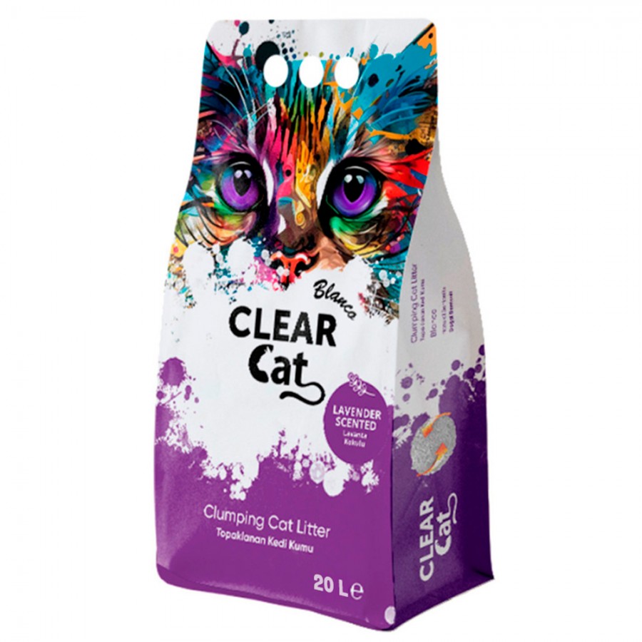 AREIA P/ GATOS CLEAR CAT BLANCO LITTER LAVANDA 20LT AREIA P/ GATOS CLEAR CAT BLANCO LITTER LAVANDA 20LT