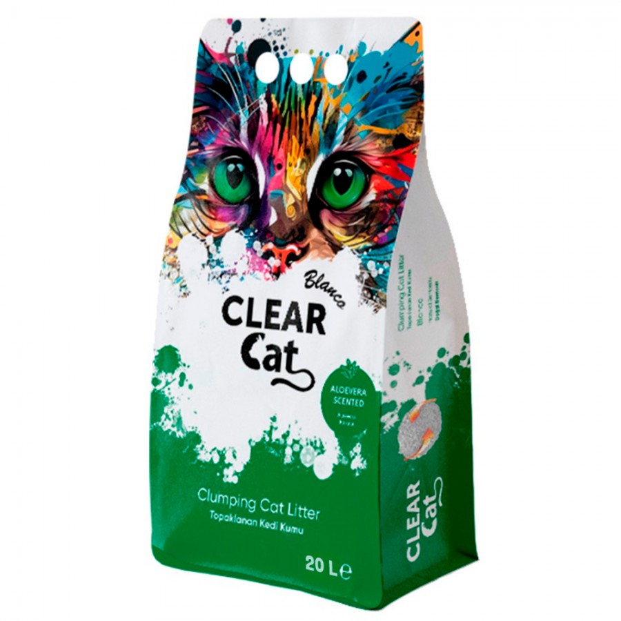 AREIA P/GATOS- CLEAR CAT LITTER ALOE VERA-20L