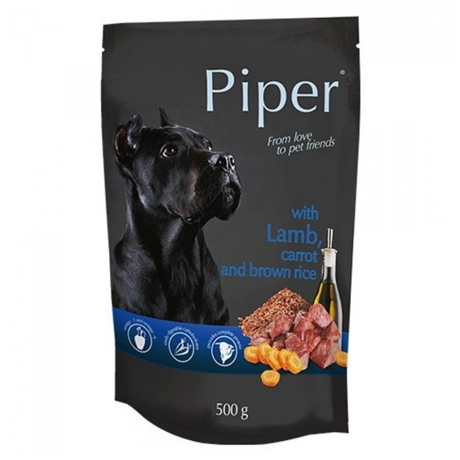 PIPER - CÃO ADULTO COM BORREGO, CENOURA E ARROZ INTEGRAL 500 GR