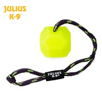 BOLA "JULIUS K-9" FLUORESCENTE C/ CORDA Ø 6 CM (AMARELA/DURA)