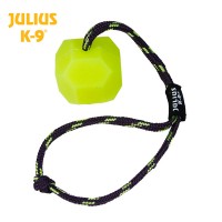 BOLA "JULIUS K-9" FLUORESCENTE C/ CORDA Ø 6 CM (AMARELA/DURA)