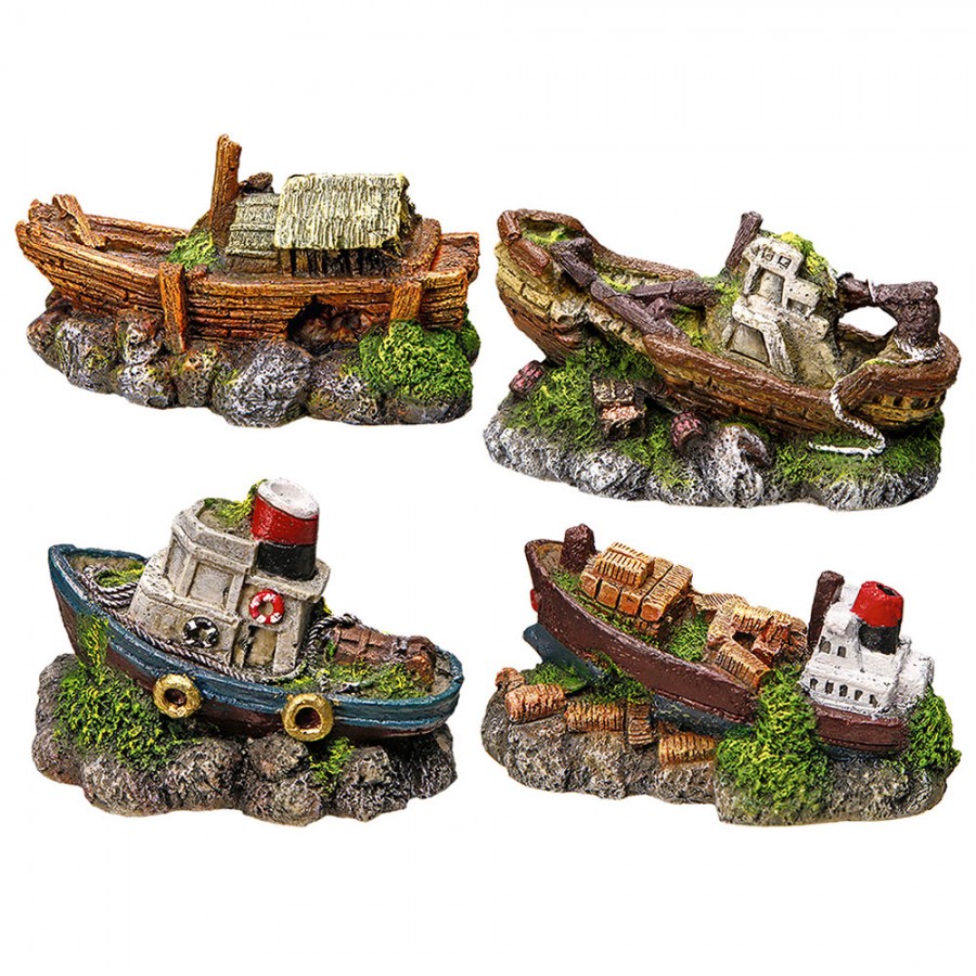 DECORAÇÃO PARA AQUÁRIO - BARCO PESCA PEQUENO (SORTIDO)
