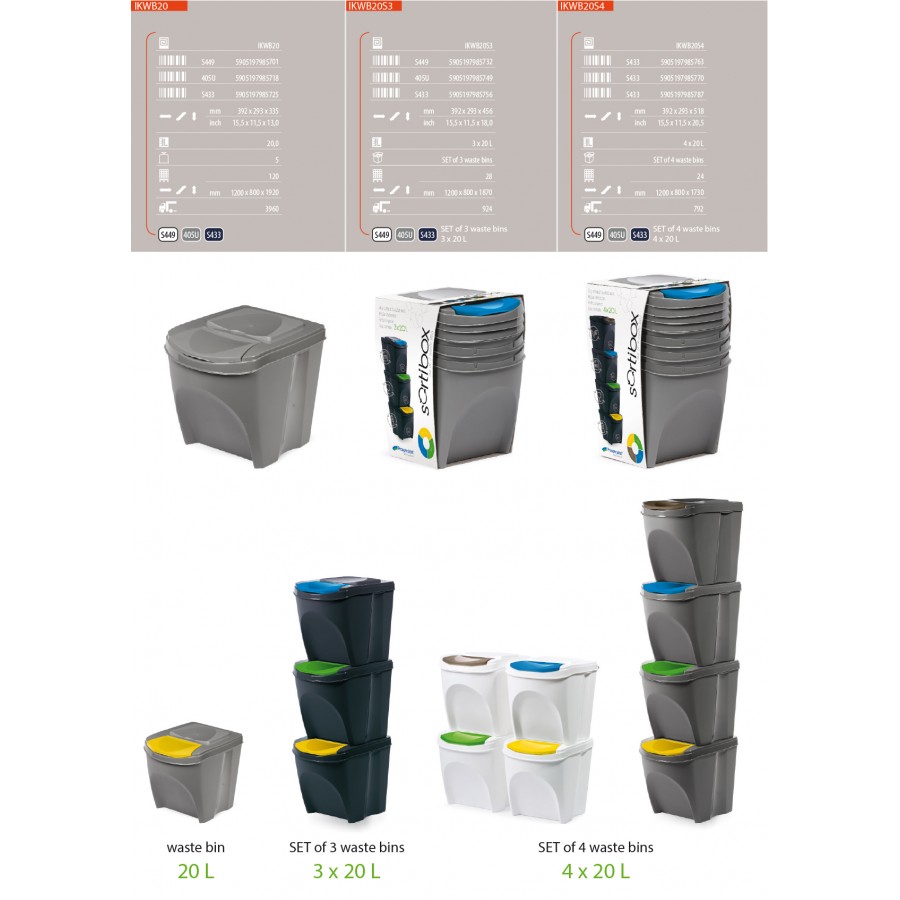 BALDE ECO PONTO COM TAMPA COR ANTRACITE - KIT 4