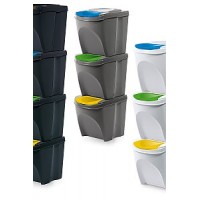 BALDE ECO PONTO COM TAMPA COR CINZA - KIT 3