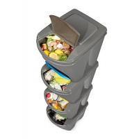 BALDE ECO PONTO COM TAMPA COR CINZA - KIT 3