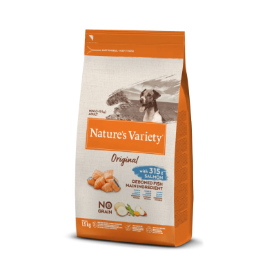 NATURE'S VARIETY ORIGINAL  CAO ADULTO MINI NO GRAIN SALMÃO - 1.5 KG