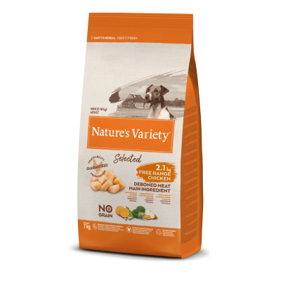 NATURE'S VARIETY SELECTED CAO ADULTO MINI NO GRAIN FRANGO DO CAMPO -  7KG