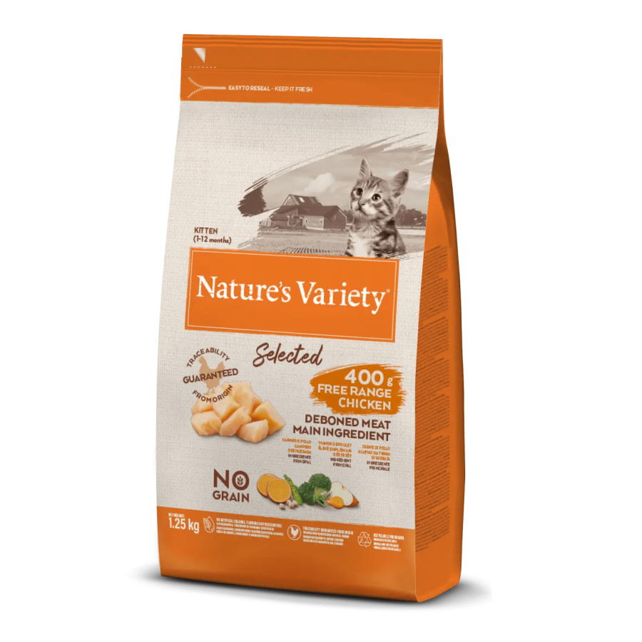 NATURE'S VARIETY SELECTED  GATINHOS (KITTEN) NO GRAIN FRANGO DO CAMPO - 1,25KG