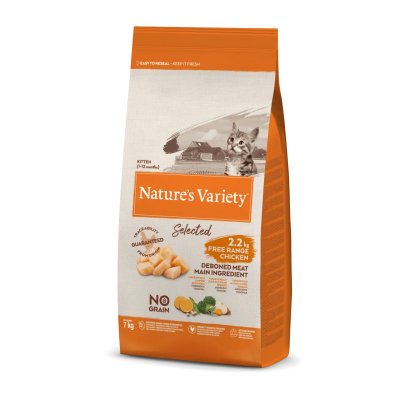 NATURE'S VARIETY SELECTED  GATINHOS (KITTEN) NO GRAIN FRANGO DO CAMPO - 7KG