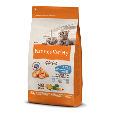 NATURE'S VARIETY SELECTED  GATO ADULTO NO GRAIN SALMÃO DA NORUEGA - 1,25KG