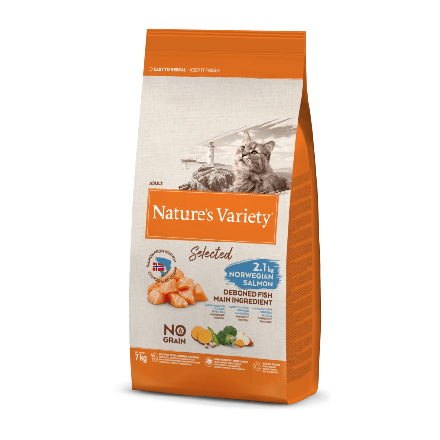 NATURE'S VARIETY SELECTED GATO ADULTO NO GRAIN SALMÃO DA NORUEGA - 7KG NATURE'S VARIETY SELECTED GATO ADULTO NO GRAIN SALMÃO DA NORUEGA - 7KG